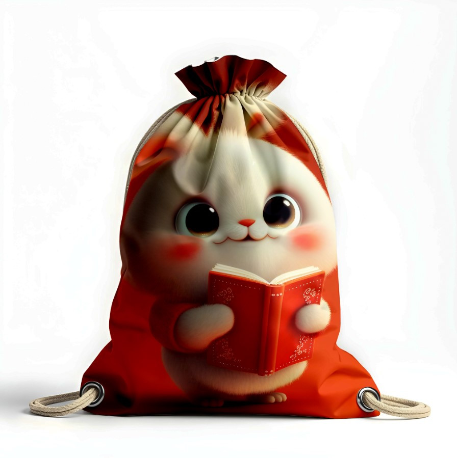 Рюкзак мішок "Дитячий казковий кролик з книжкою"