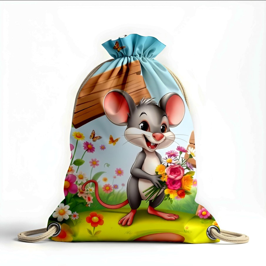 Рюкзак мішок "Дитячий казкова миша з квітами"