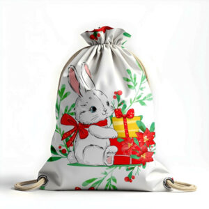 Рюкзак мішок "Дитячий казковий кролик з подарунками квітами"