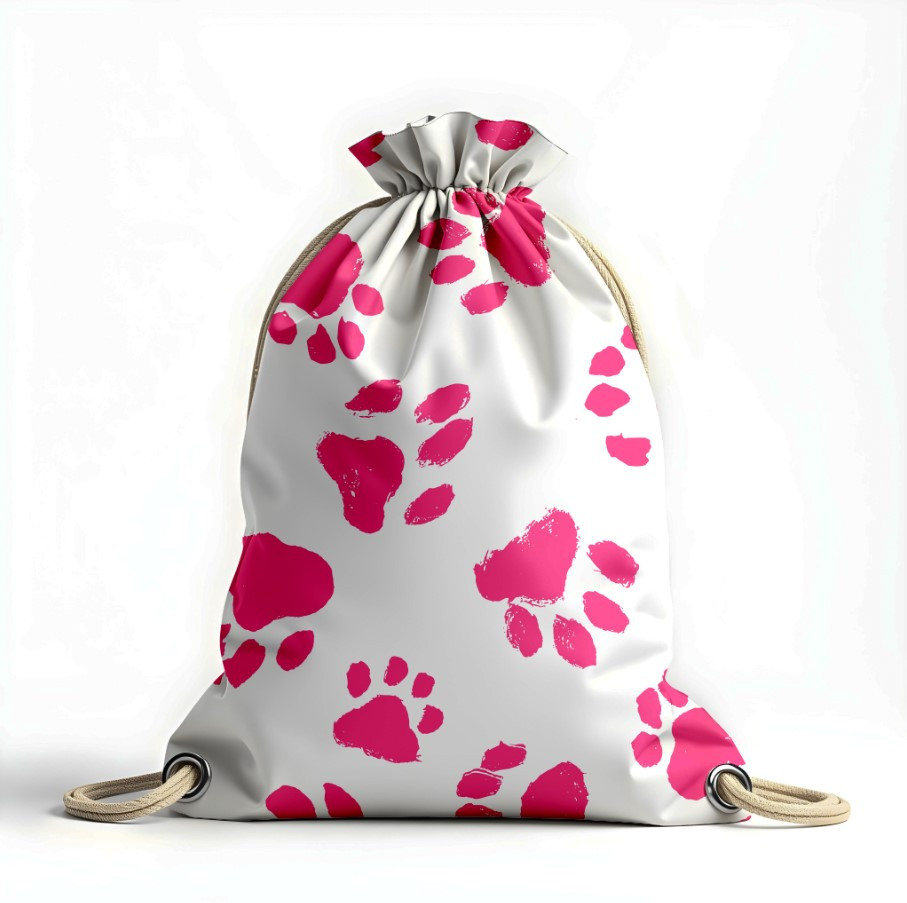 Рюкзак мішок "Відбитки котячих лапок рожевого кольору"
