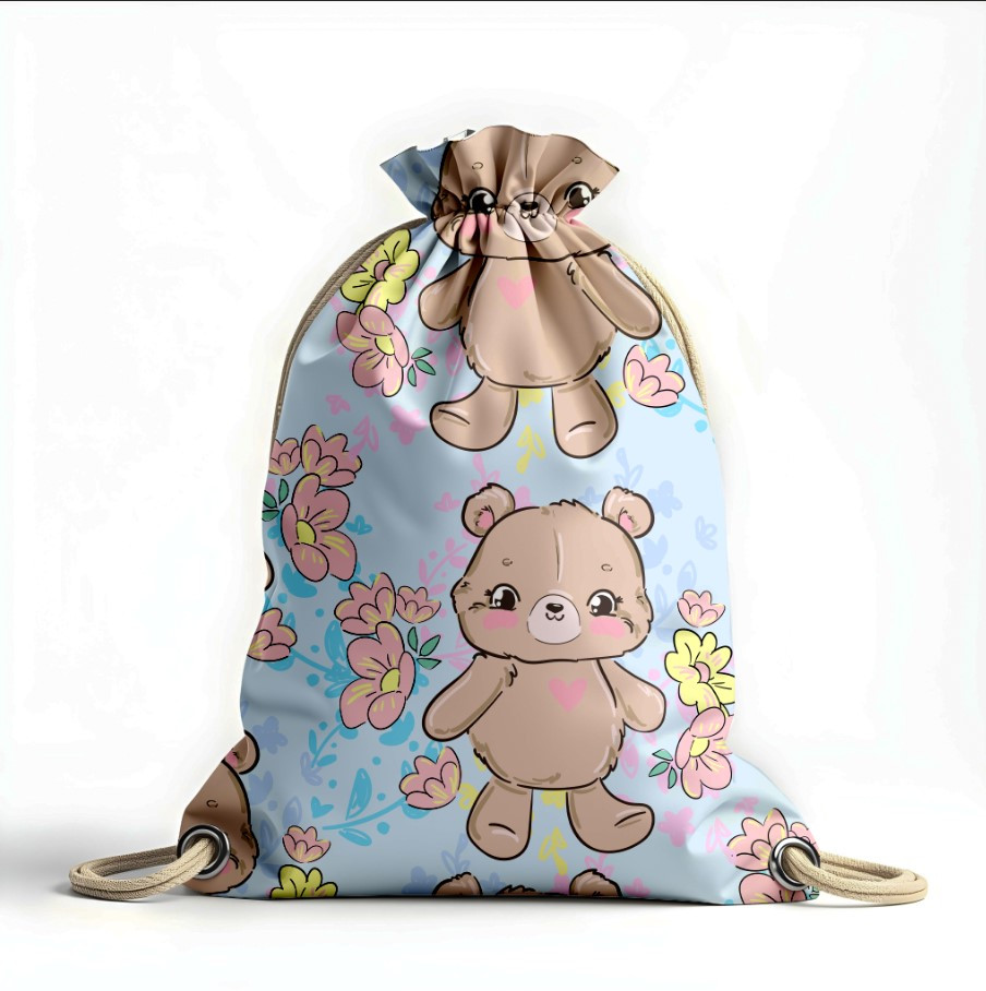 Рюкзак мішок "Дитячий казковий ведмедик з квітами"