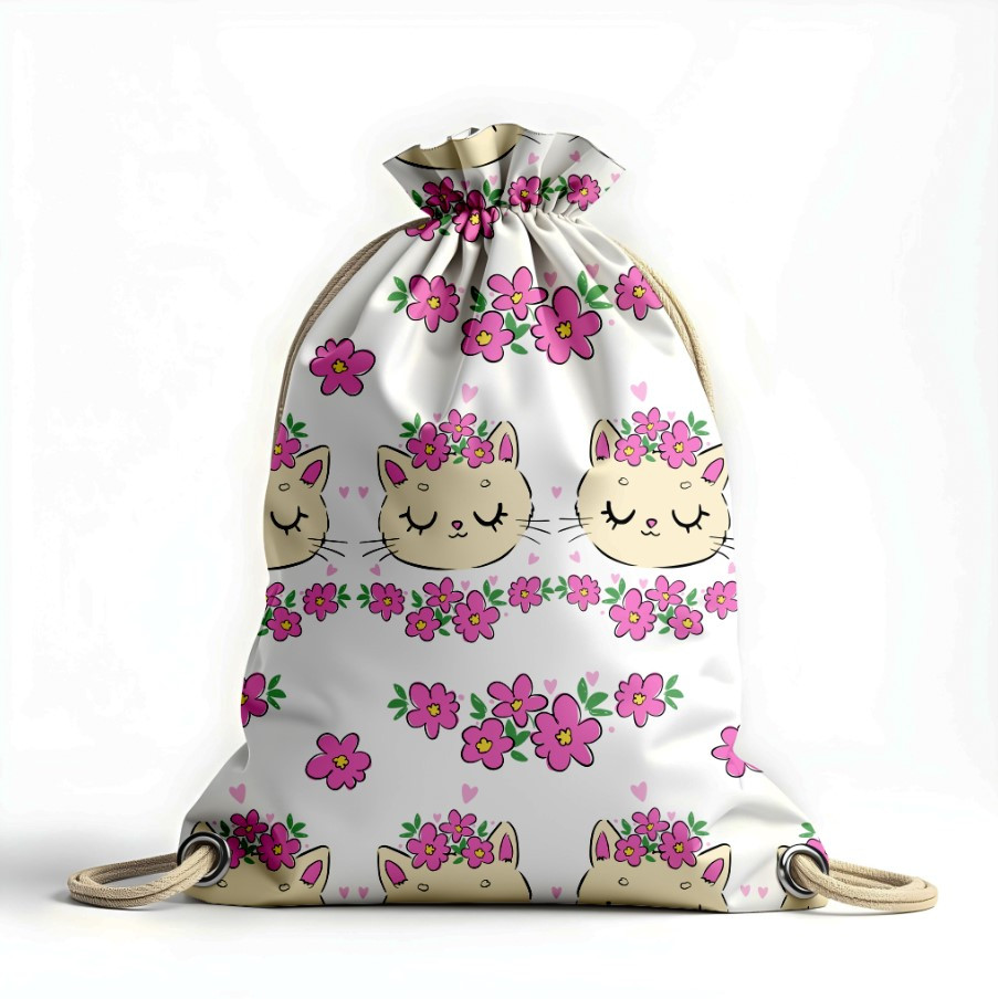 Рюкзак мішок "Дитячий казкова кішка з квітами"