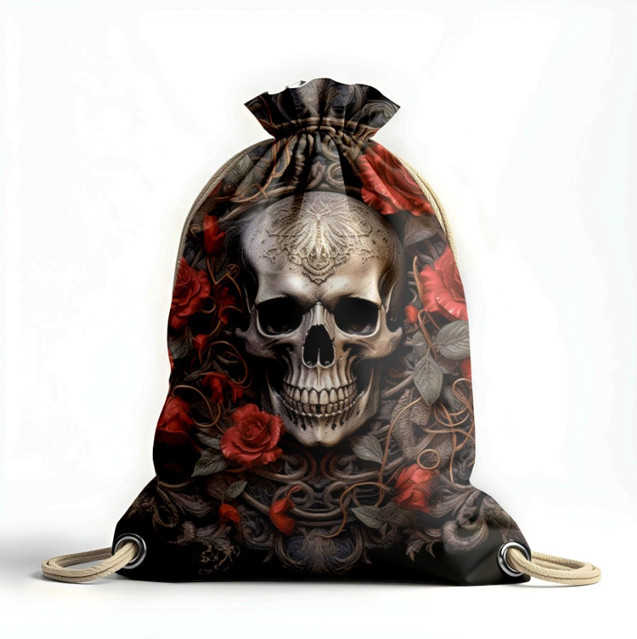 Рюкзак мішок "Череп кольоровий арт орнамент квіти вінтаж"