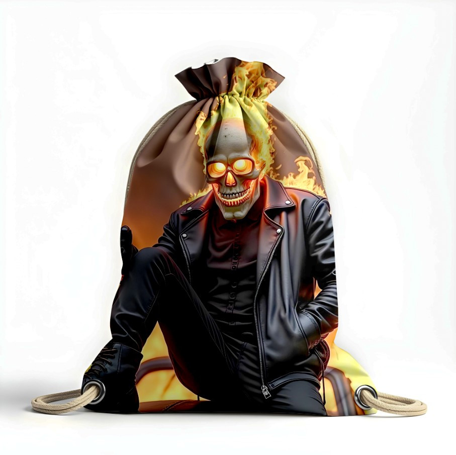 Рюкзак мішок "Череп кольоровий арт Примарний вершник вогонь"