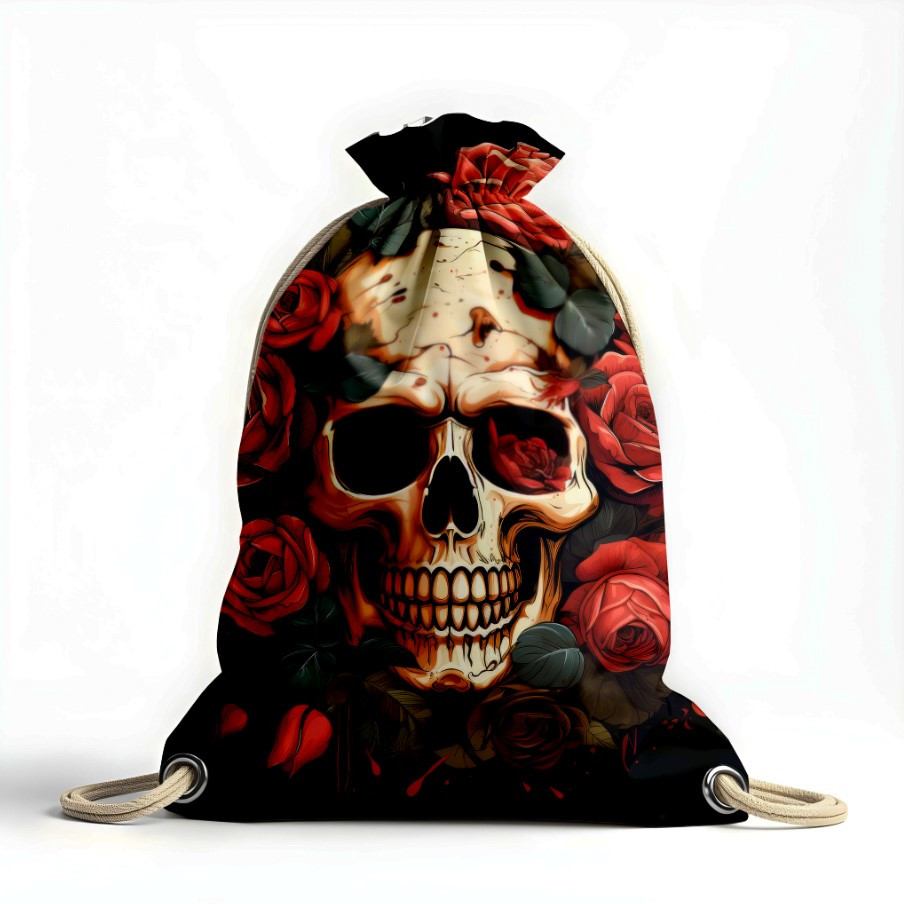 Рюкзак мішок "Череп кольоровий арт квіти троянди"