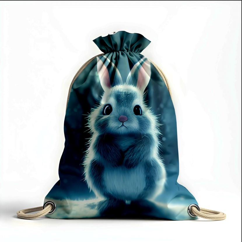 Рюкзак мішок з 3D принтом " кролик маленький казковий зимовий ліс"