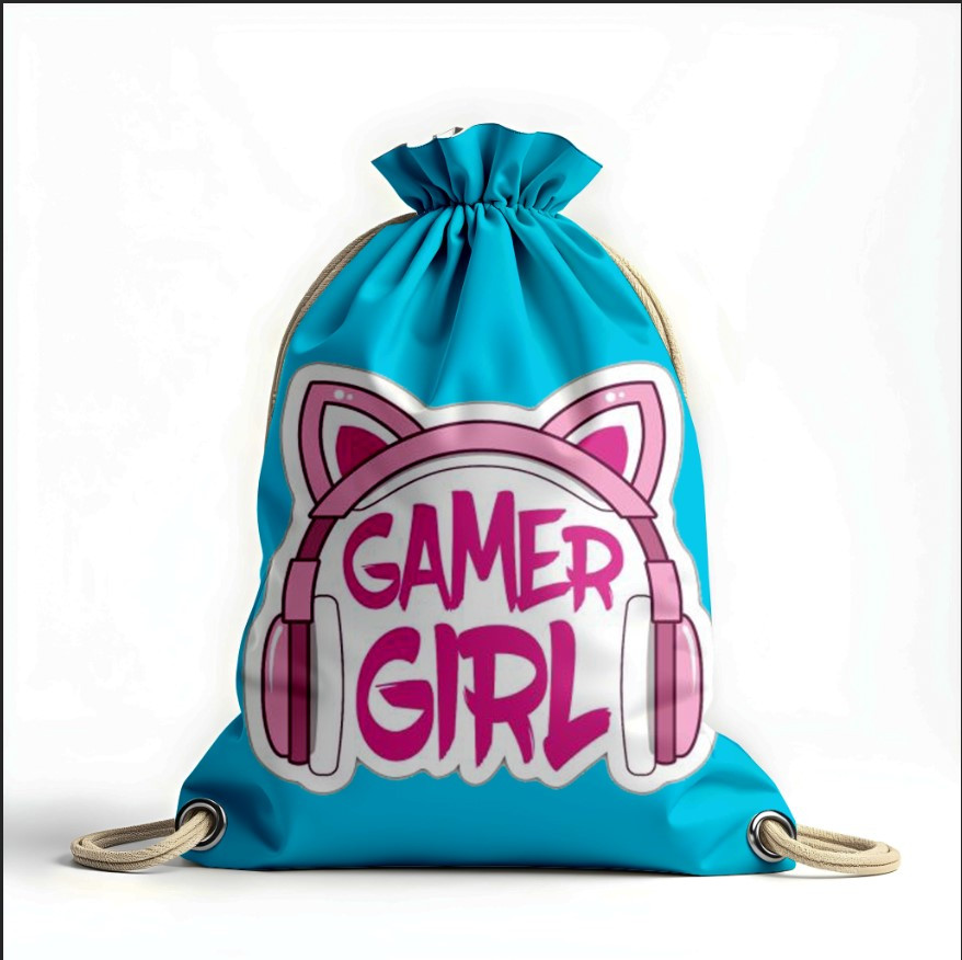 Рюкзак мішок з 3D принтом " геймер рожеве дівчина навушники"