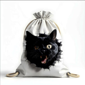 Рюкзак мішок з 3D принтом " чорний кіт"