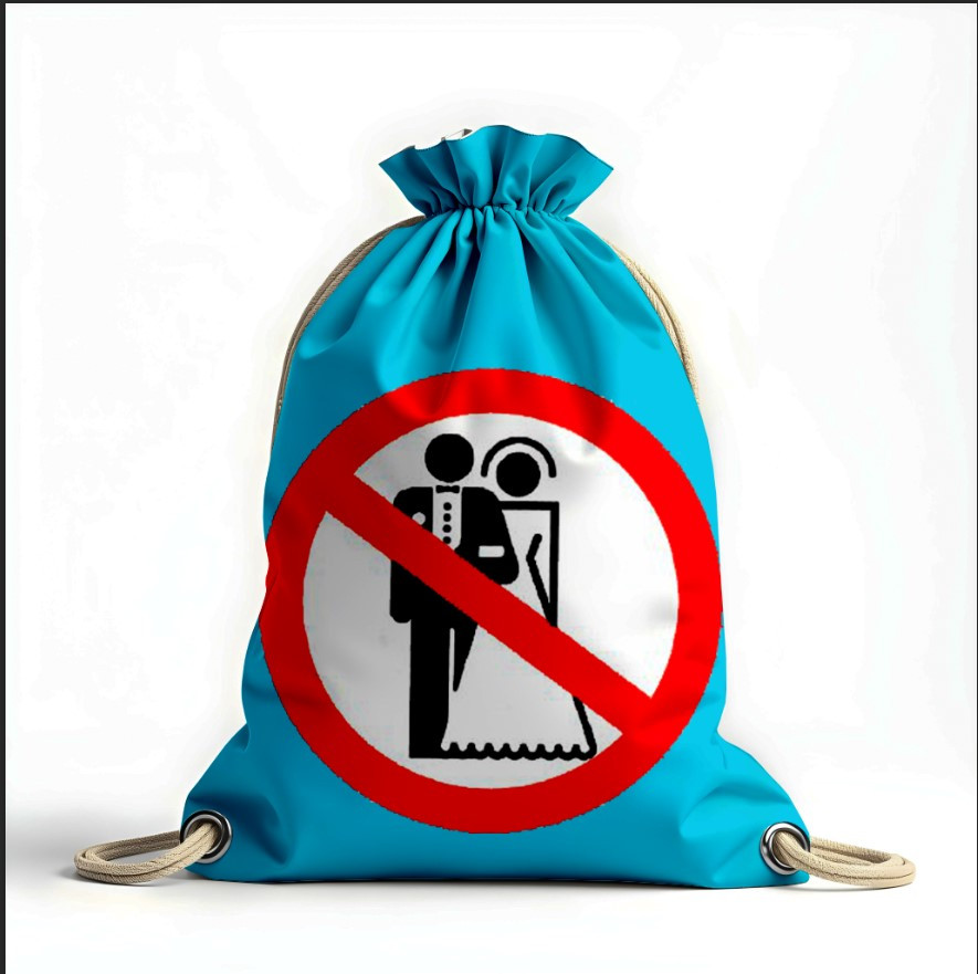 Рюкзак мішок з 3D принтом " знак не заміжня жонатий прикол"