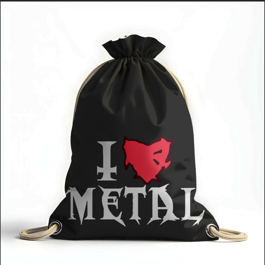 Рюкзак мішок з 3D принтом " я люблю метал рок надпис серце"