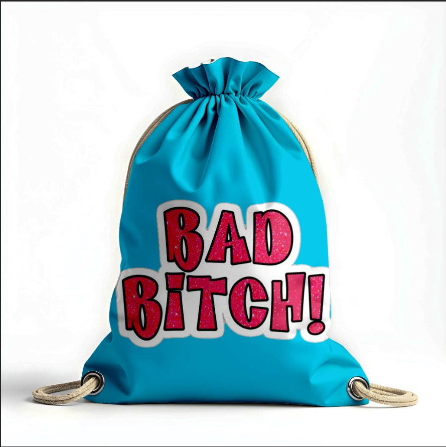 Рюкзак мішок з 3D принтом " погана дівчина прикол надпис"
