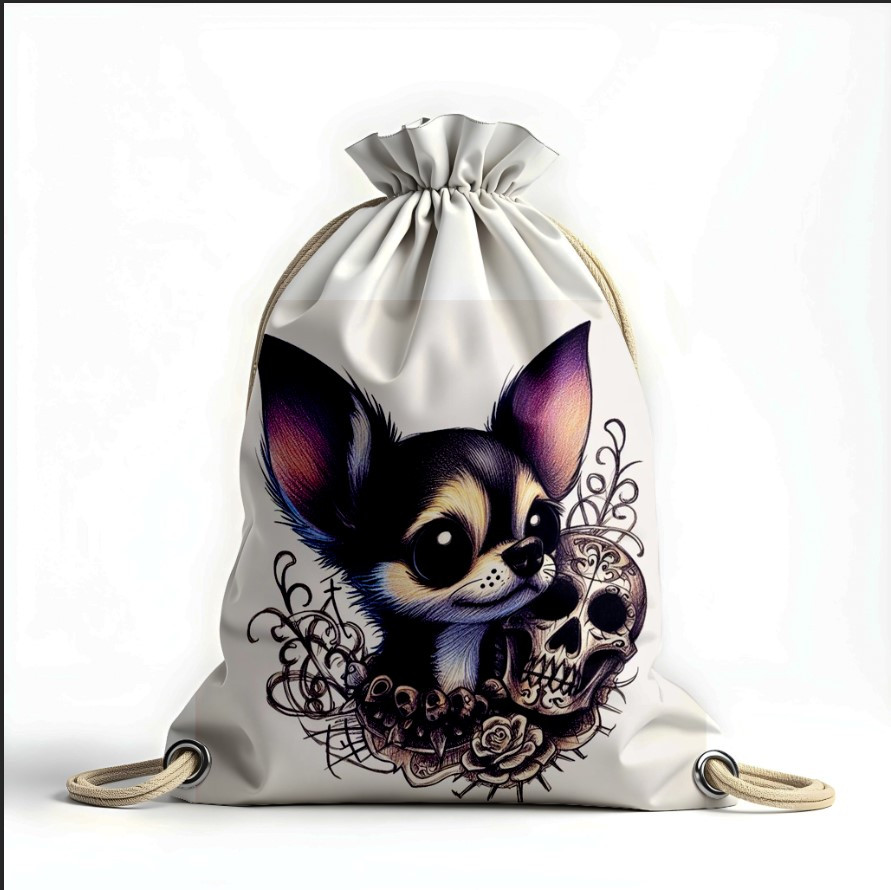 Рюкзак мішок з 3D принтом " чіхуахуа арт собака абстракція череп троянда"