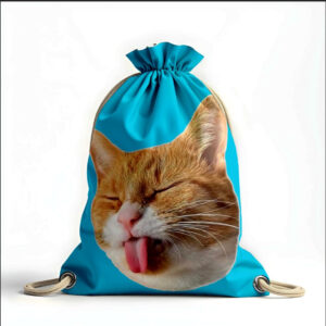 Рюкзак мішок з 3D принтом " рудий кіт показує язика"