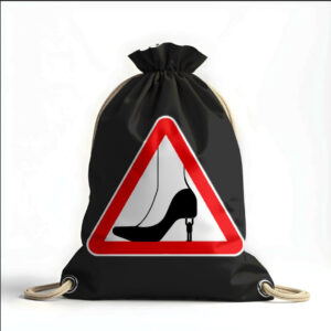 Рюкзак мішок з 3D принтом " під каблуком прикол мем знак дорожній"