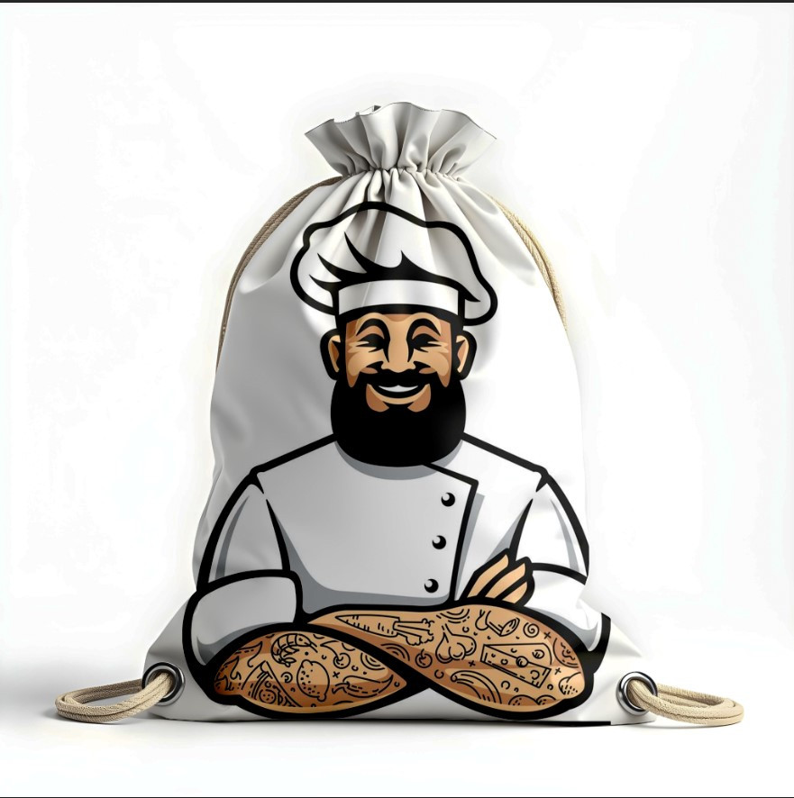 Рюкзак мішок з 3D принтом "Кухар тату посмішка арт"