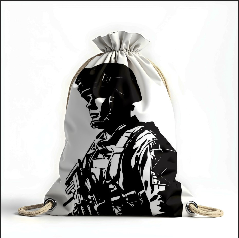 Рюкзак мішок з 3D принтом "Військовий воїн арт"