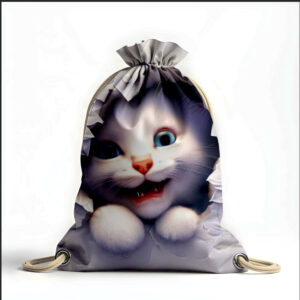 Рюкзак мішок з 3D принтом "Кошеня біле"
