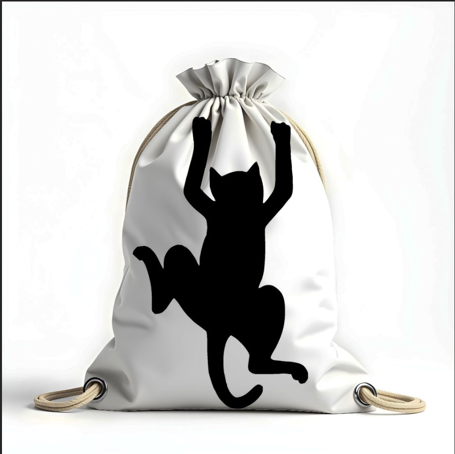 Рюкзак мішок з 3D принтом "Чорний кіт тінь"