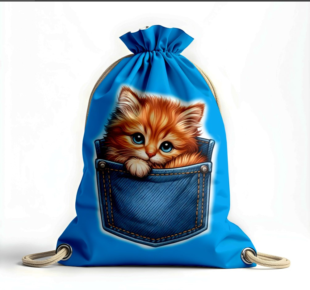 Рюкзак мішок з 3D принтом "Кошеня руде кишеня"