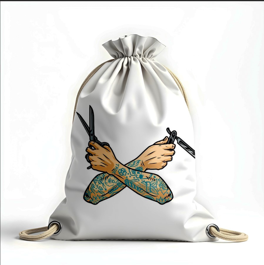 Рюкзак мішок з 3D принтом "Барбер руки тату"