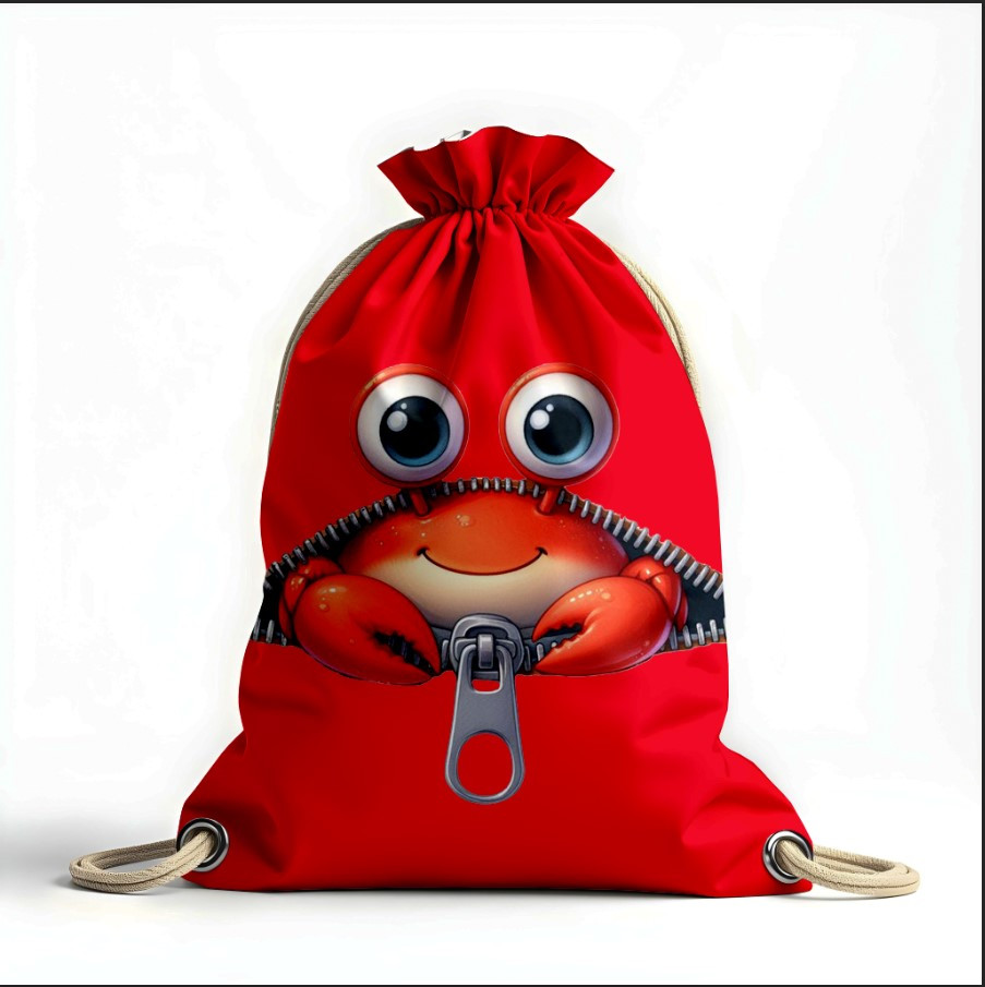 Рюкзак мішок з 3D принтом "Краб мультик блискавка"