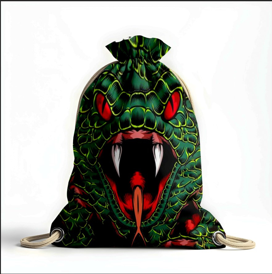 Рюкзак мішок з 3D принтом "Змія голова арт"