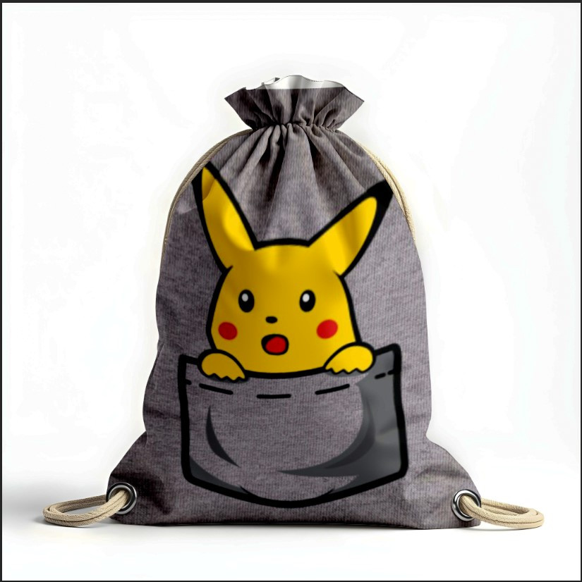 Рюкзак мішок з 3D принтом "Пікачу аніме кишеня"