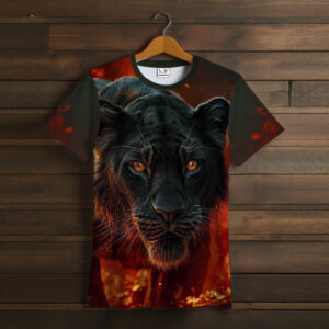 Футболка "Арт чорна пантера на фоні вогню" ВСІ Розміри Преміум тканина