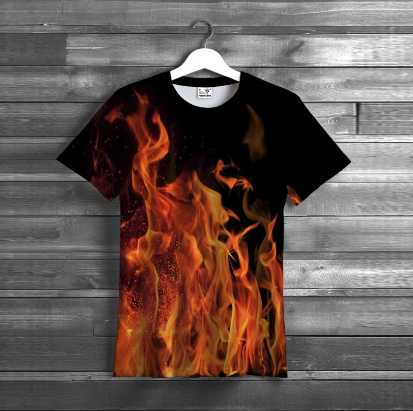 Футболка "Вогняний принт текстура" ВСІ Розміри Преміум тканина