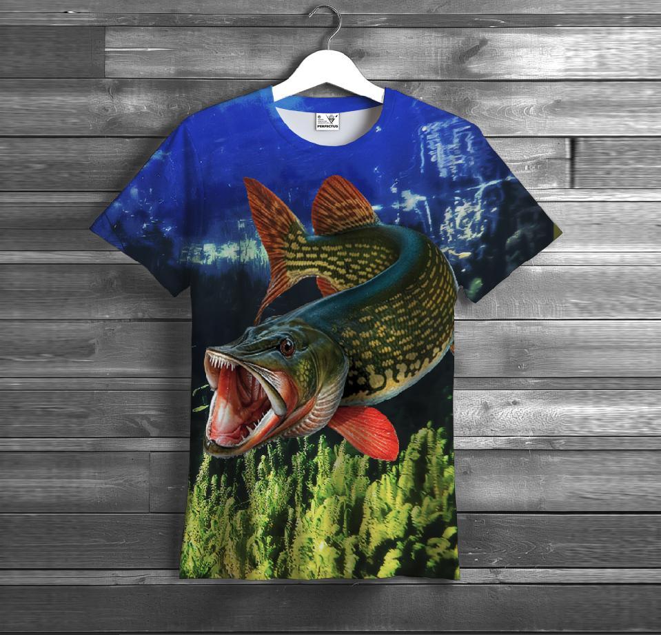 Футболка Щука риба у водоростях на дні річки ВСІ Розміри Преміум тканина