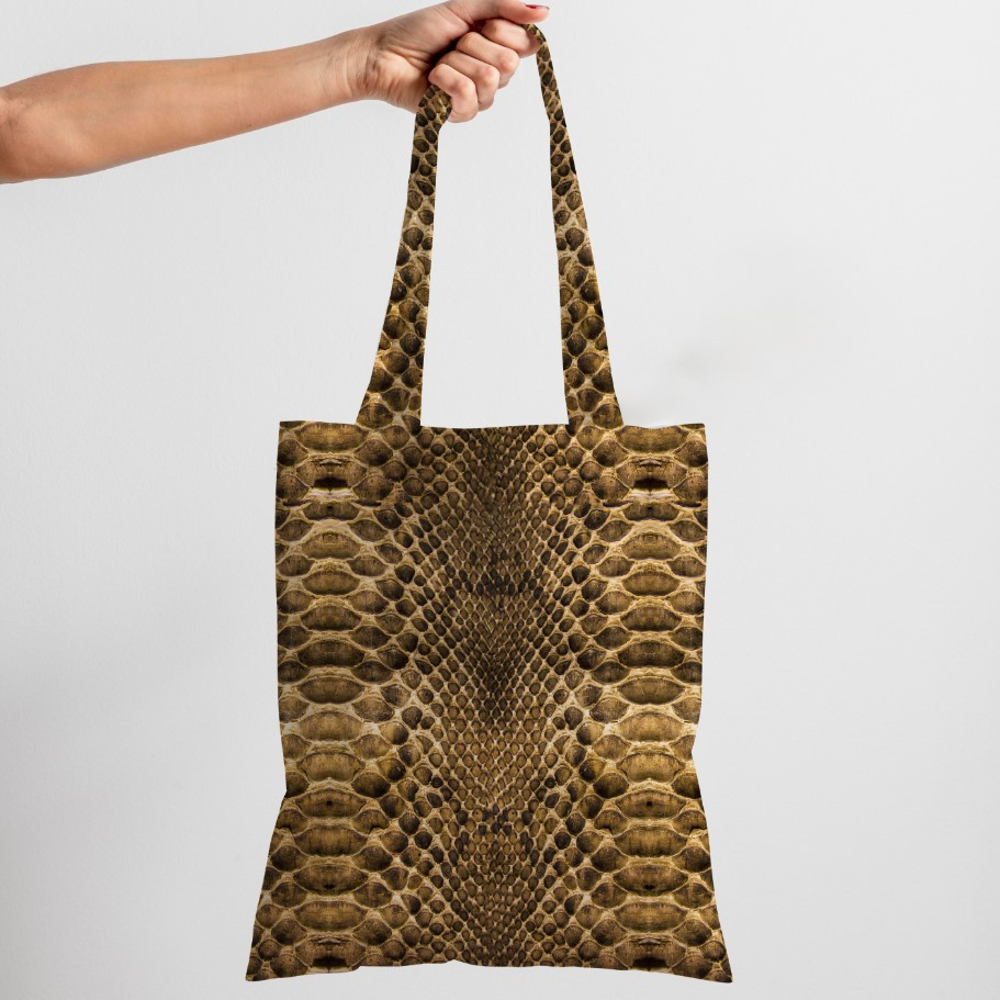 Сумка шопер Еко Текстура Шкіри Змії Коричнева 1