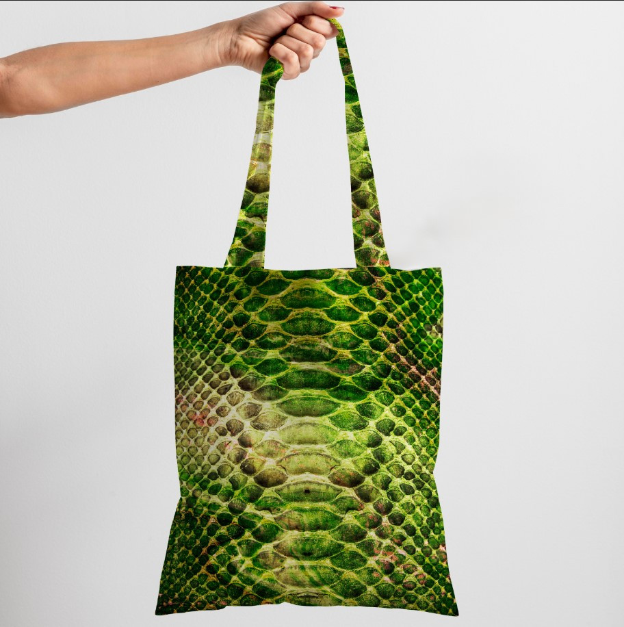 Сумка шопер Еко Текстура Шкіри Змії Луска Зелена 1