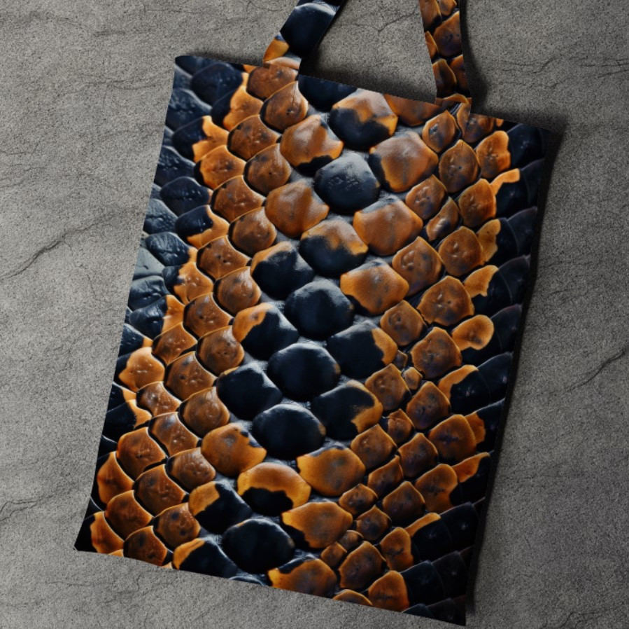 Сумка шопер Еко Текстура Шкіри Змії Золотисто Чорна 2