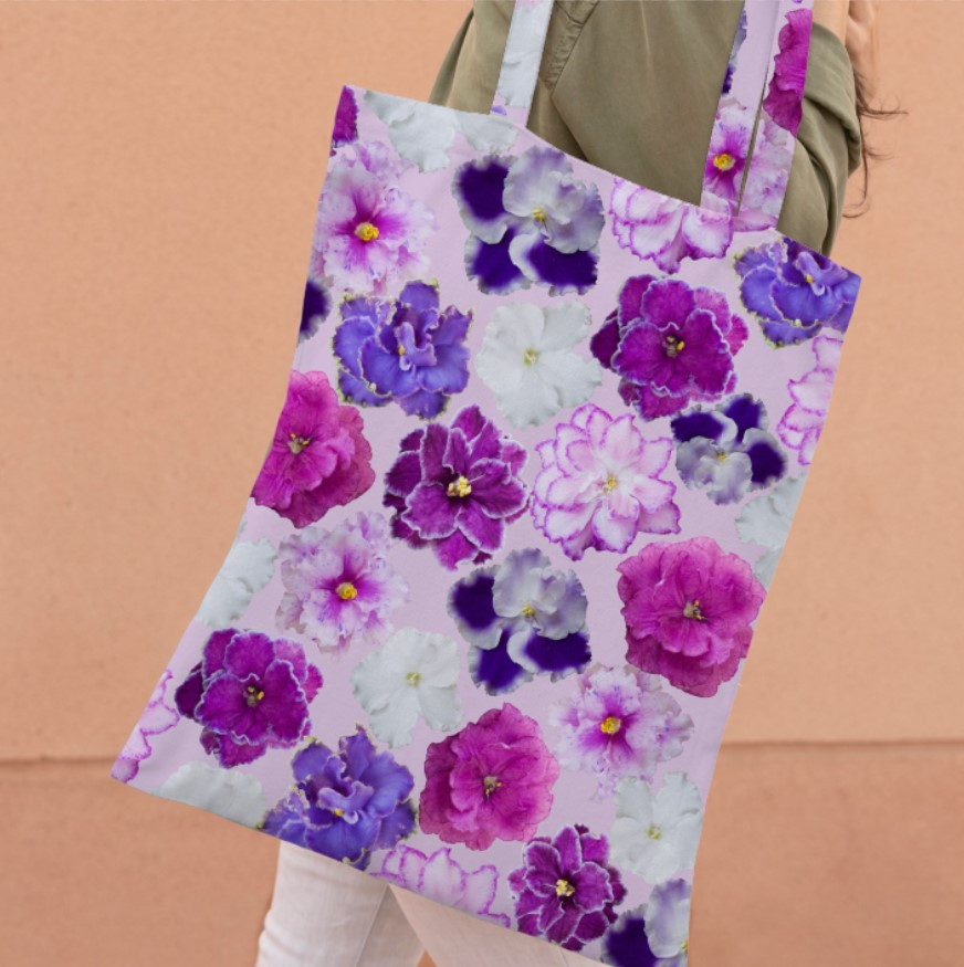 Сумка шопер Еко Польові Квіти На Рожевому Фоні Арт