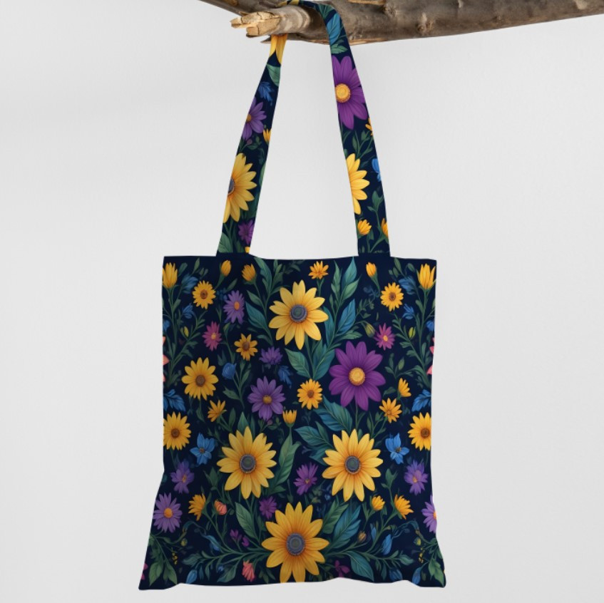 Сумка шопер Еко Польові Квіти На Синьому Фоні