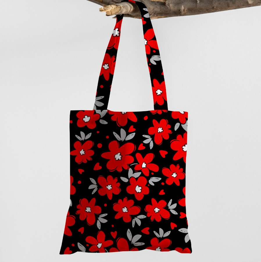 Сумка шопер Еко Польові Червоні Гарні Квіти Художній Стиль