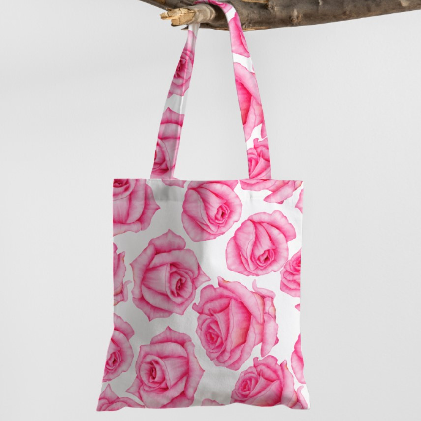 Сумка шопер Еко Рожеві Троянди На Білому Фоні Акварель