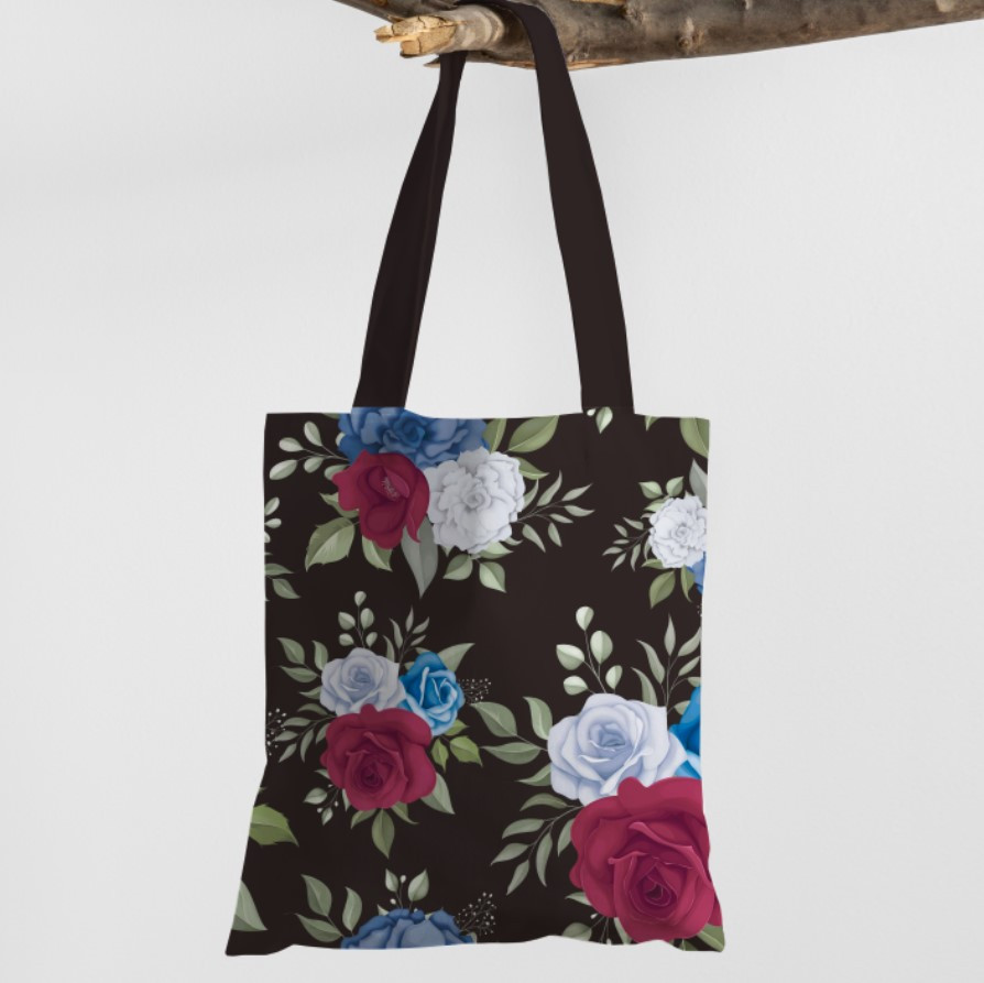Сумка шопер Еко Червоні Блакитні Білі Троянди Акварель Квіти