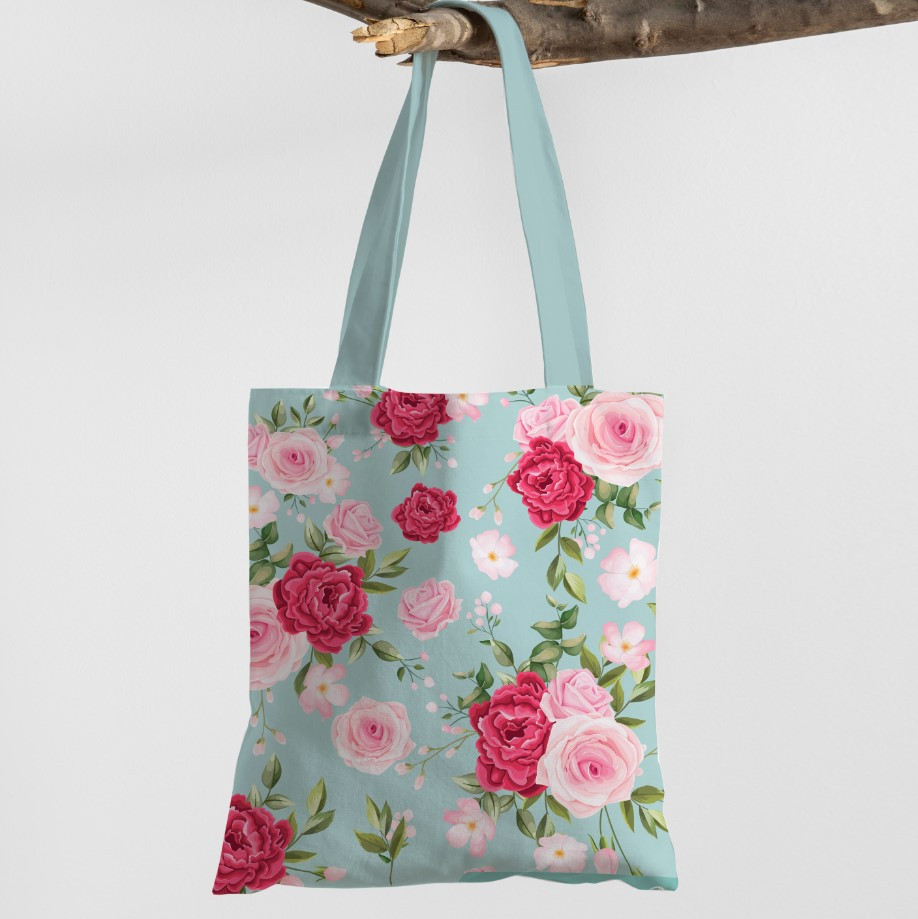 Сумка шопер Еко Червоні Білі Троянди Акварель Квіти