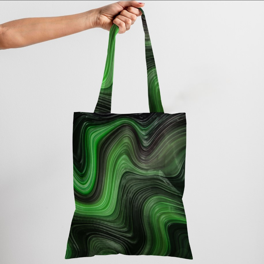 Сумка шопер Еко Кольорова Абстракція Розмиття Фарба Чорно Зелене