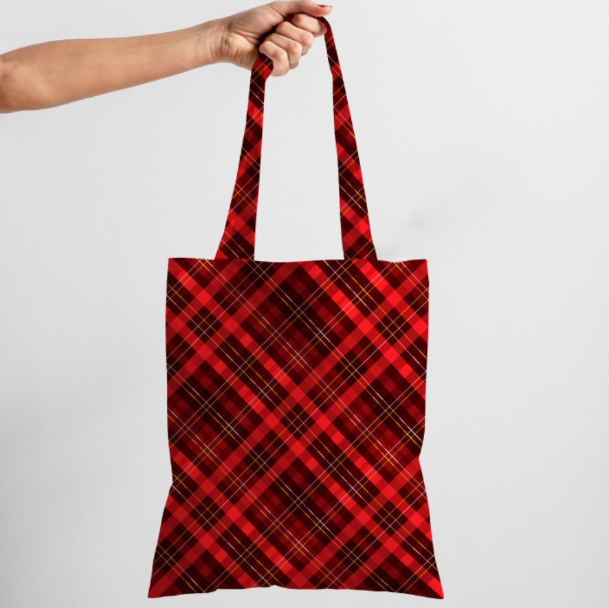 Сумка шопер Еко Тартан Червоно Біла Клітина 1