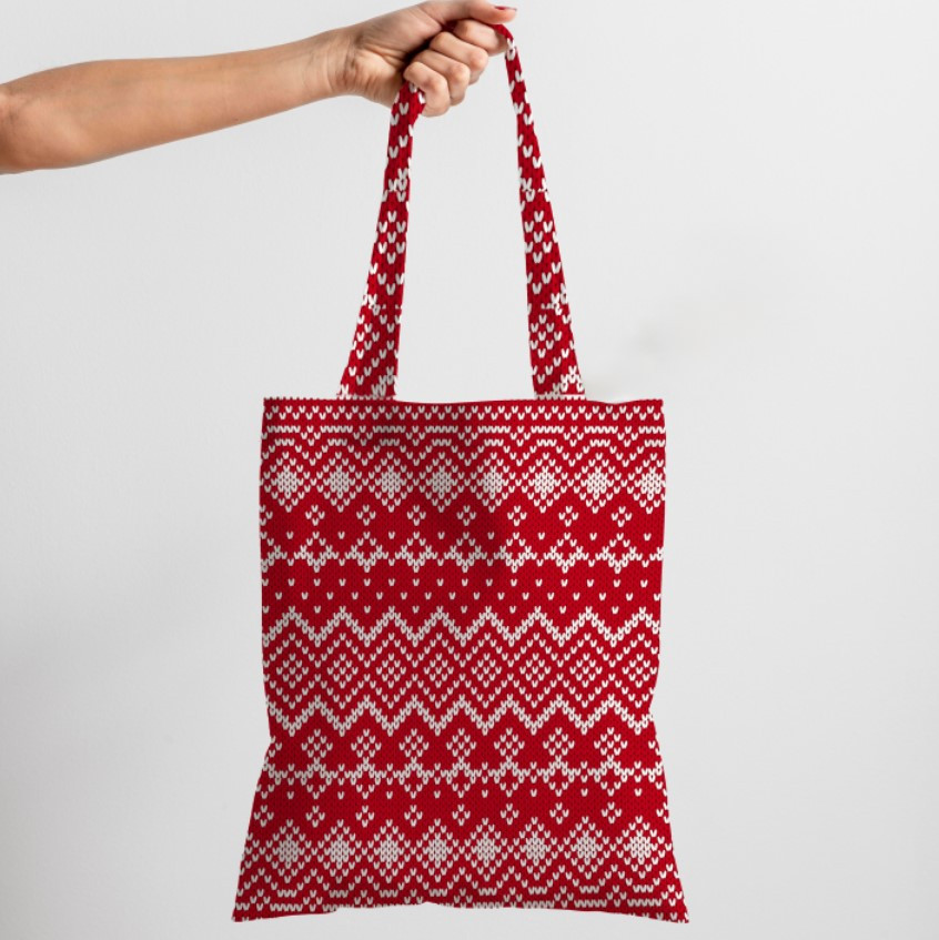 Сумка шопер Еко Геометричний Орнамент Червоно Білий