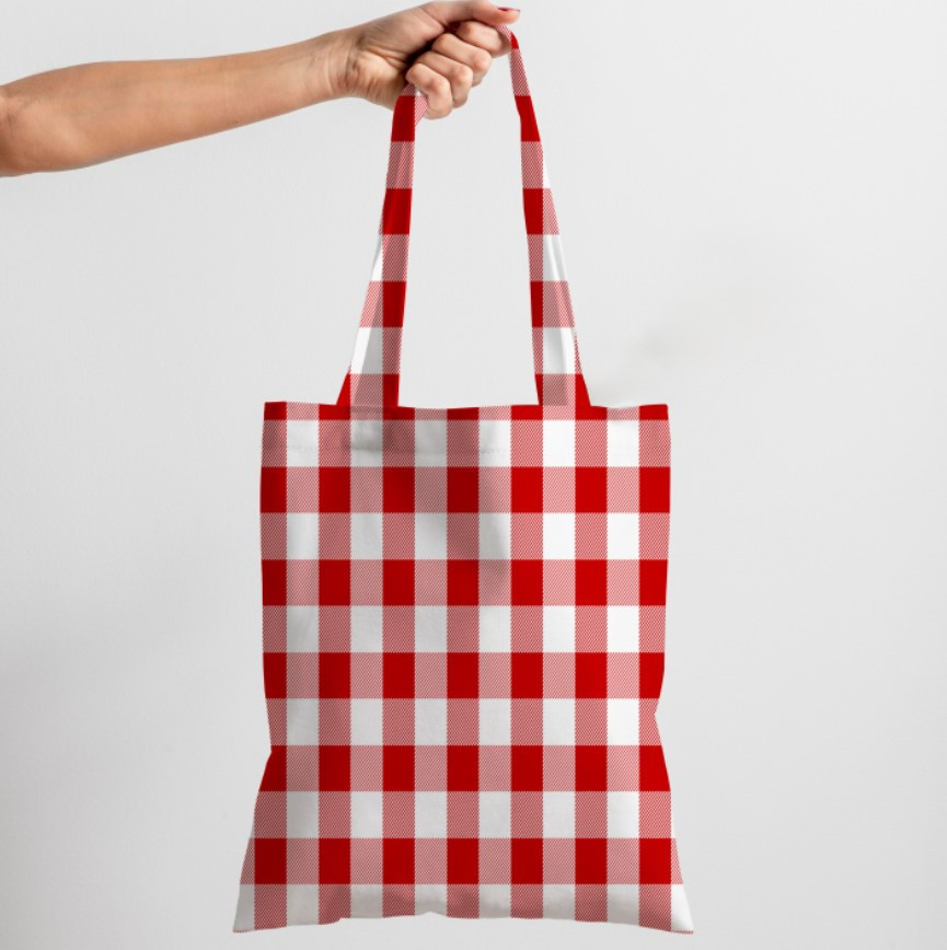 Сумка шопер Еко Тартан Червоно Біла Клітина
