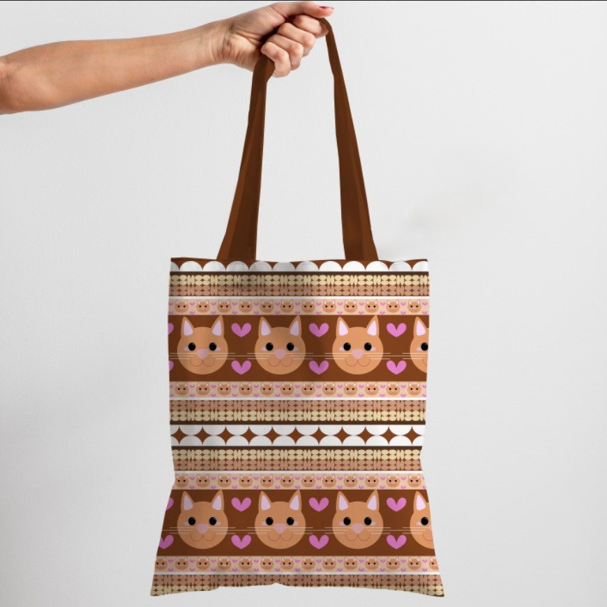 Сумка шопер Еко Геометричний Орнамент З Котиками