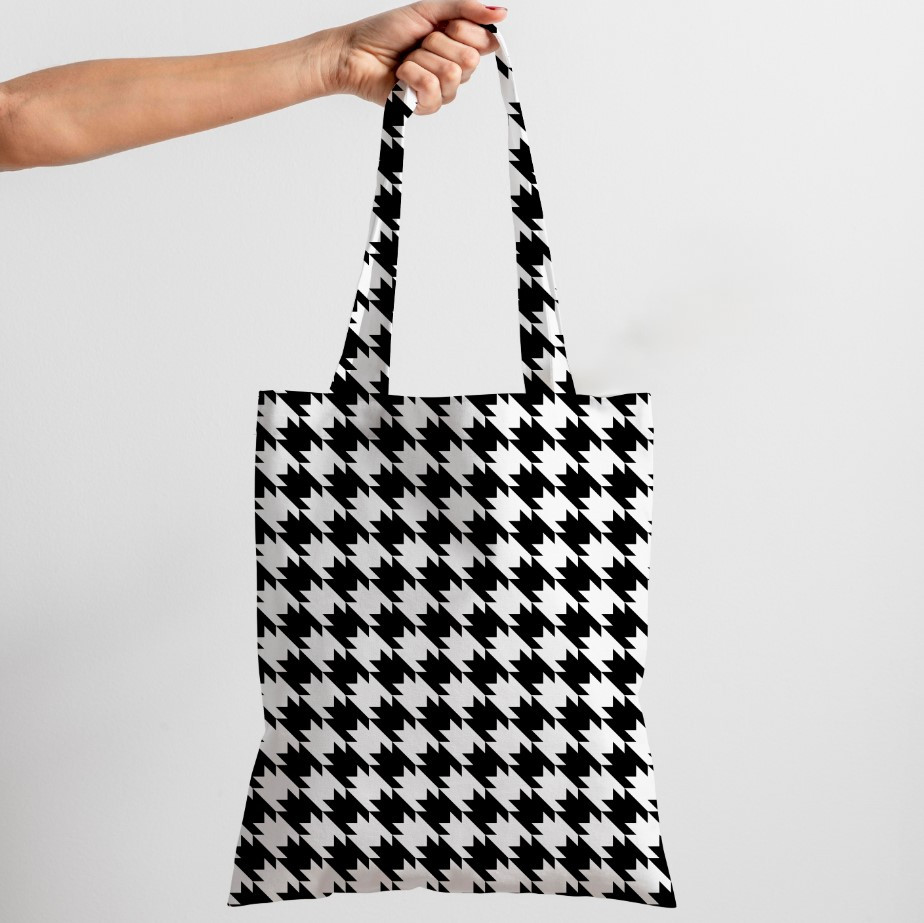 Сумка шопер Гусяча Лапка Абстракція Чорно Біла