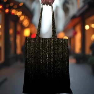 Сумка шопер Еко Золоті Краплі На Чорному Фоні