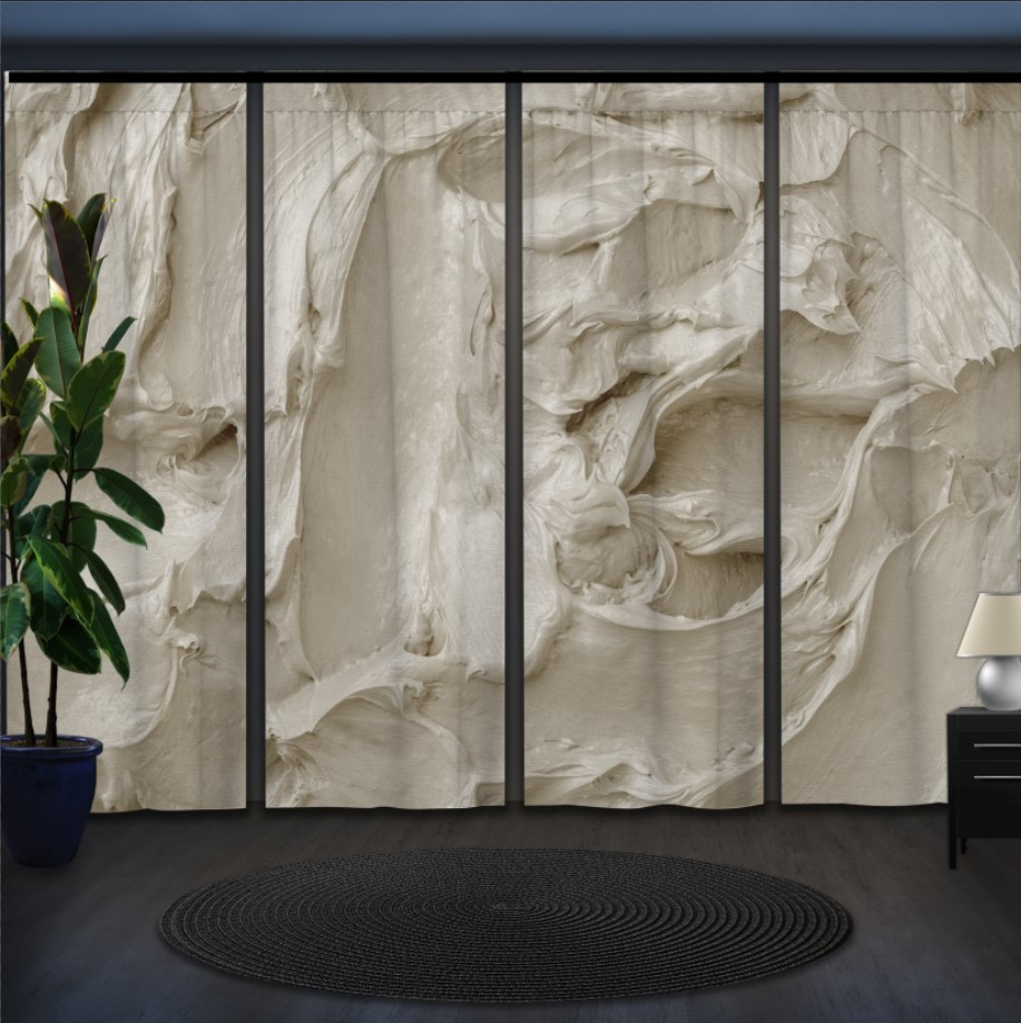 Комплект штор панельних з 4 х штук текстура морозиво біле "Сметана"