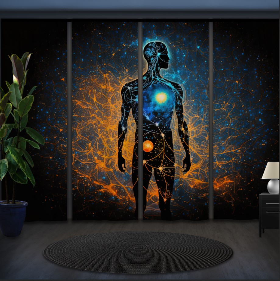 Комплект штор панельних з 4 х штук астральне тіло "Аура Йога Мантра Космос 1"