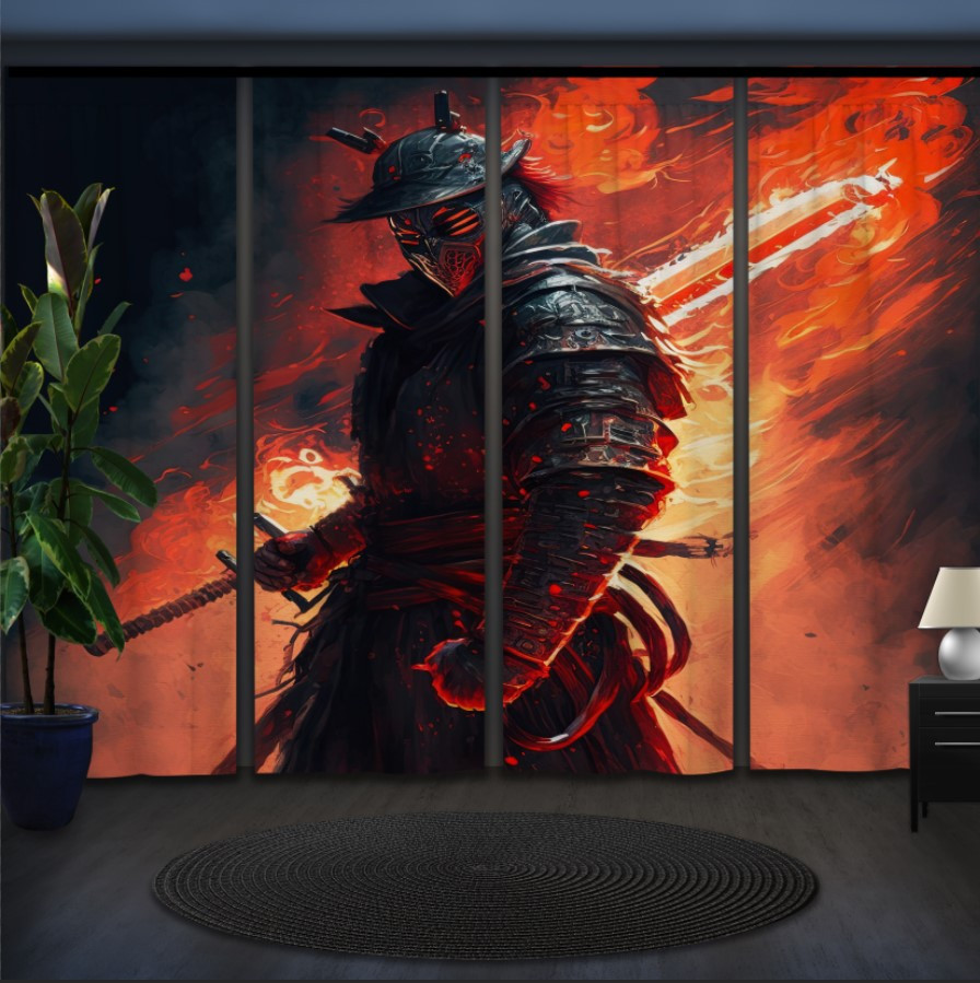 Комплект штор панельних з 4 х штук "Вогняний Самурай"