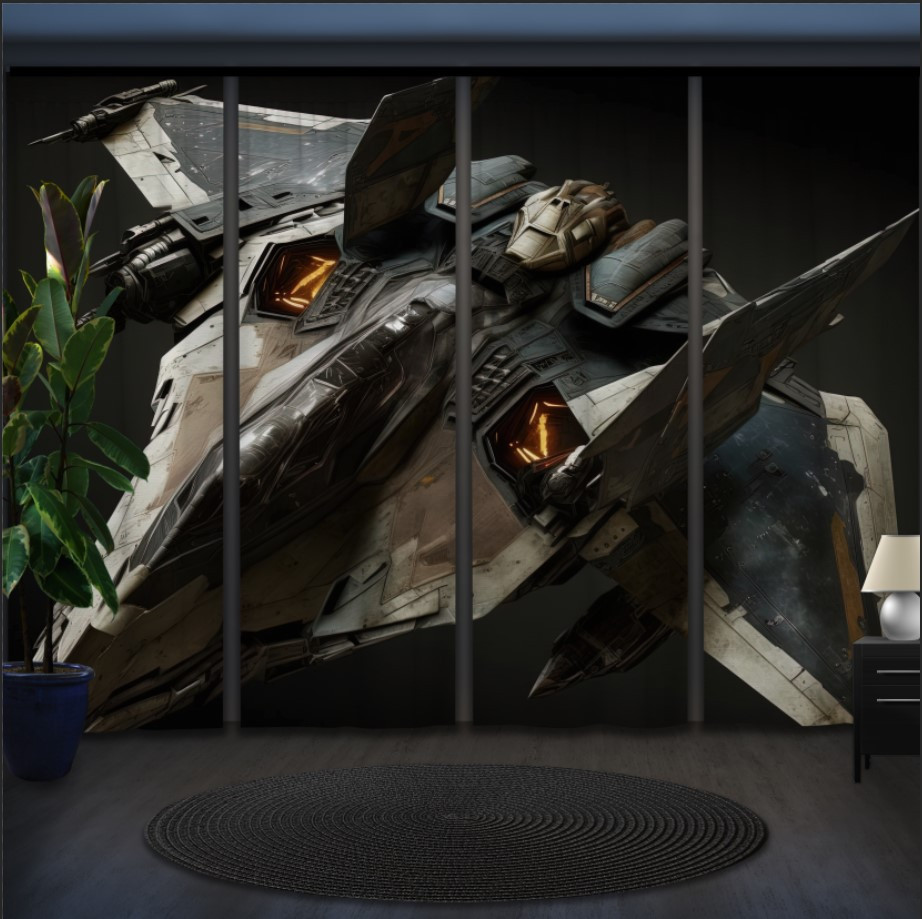 Комплект штор панельних з 4 х штук космічний корабель "Гра"